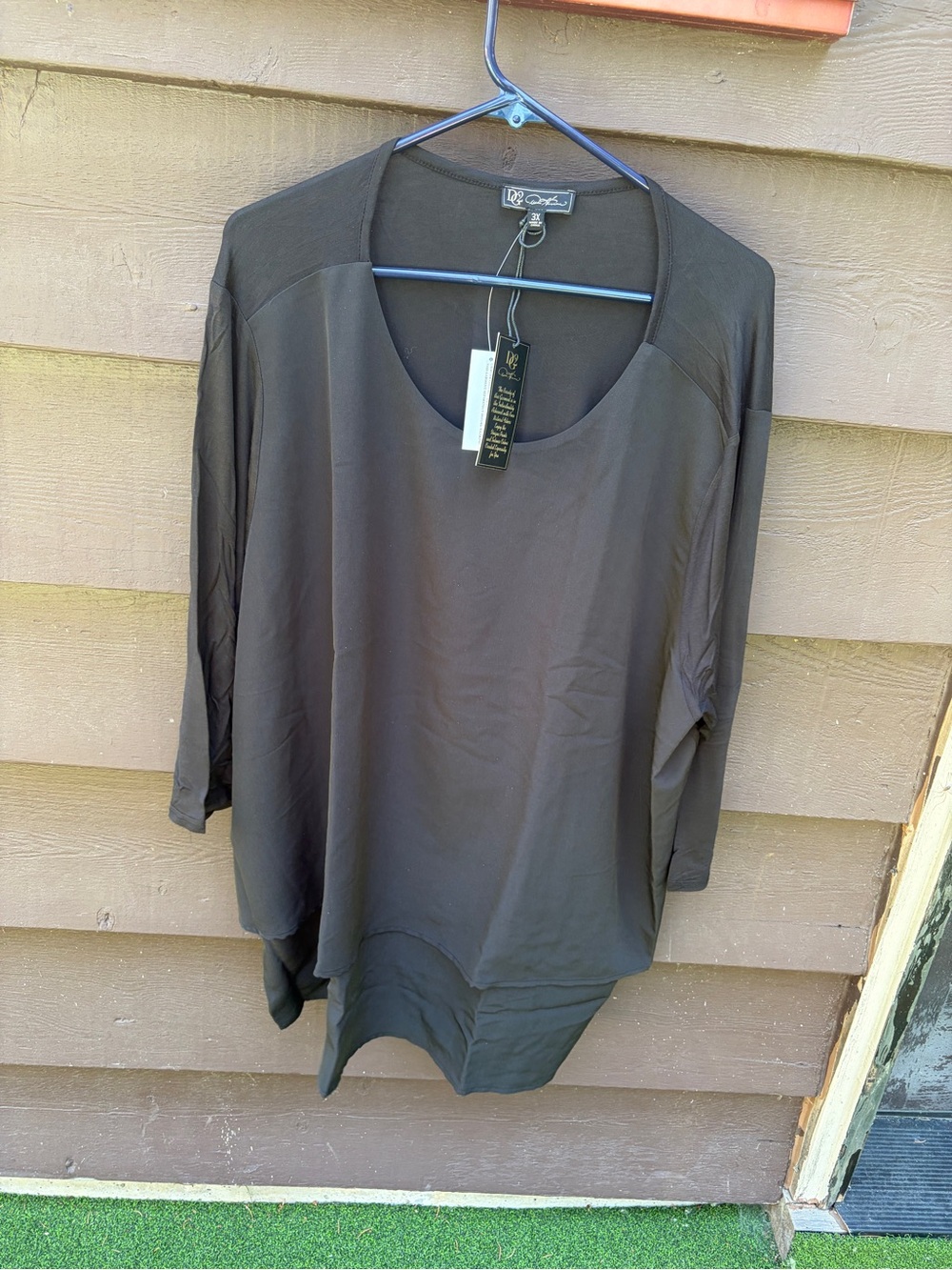 NWT D2 Christine Alexander Black Tunic Top 3X Plus Size Stretch Knit